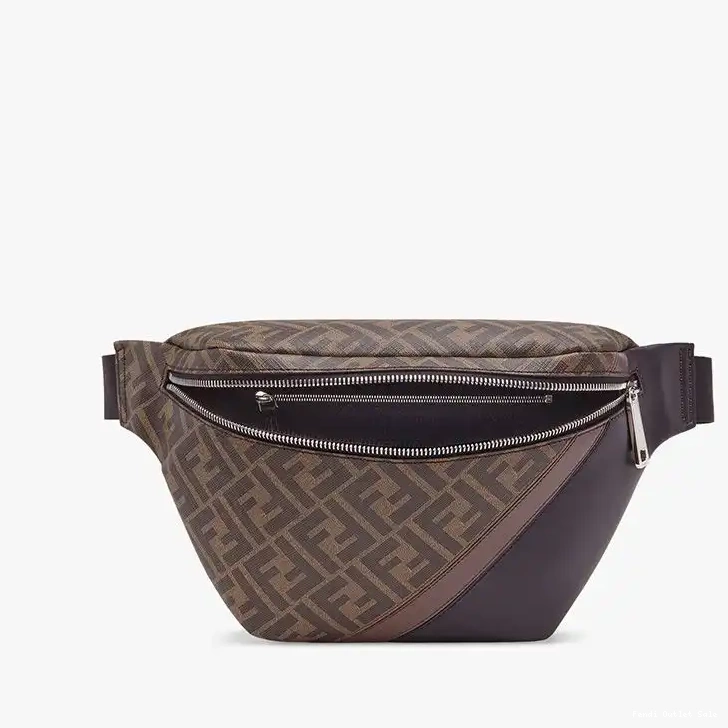 Cheap Motif Belt Bag In FF Fendi Coffee Fabric Brown 0702
